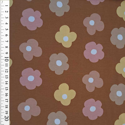 French Terry med blomster, brun - KreStoffer