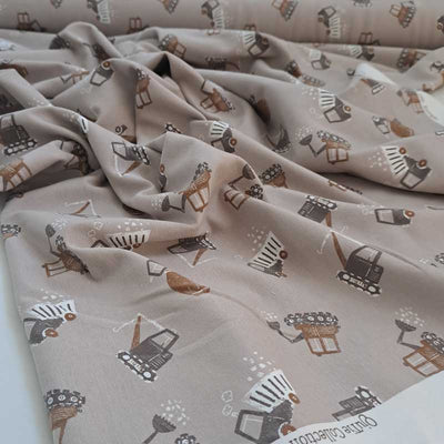 French Terry med maskiner, sand - KreStoffer