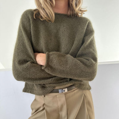 Garnpakke Plain Yoke Blouse fra Le Knit i Tynd Silk Mohair & Alpakka Følgetråd - KreStoffer