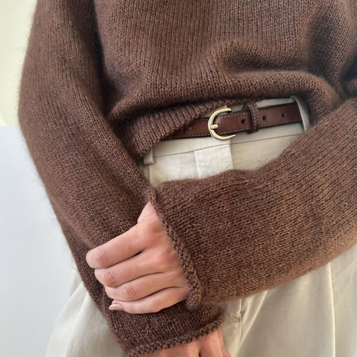Strikkekit Plain Yoke Blouse fra Le Knit i Tynd Silk Mohair &amp; Alpakka Følgetråd
