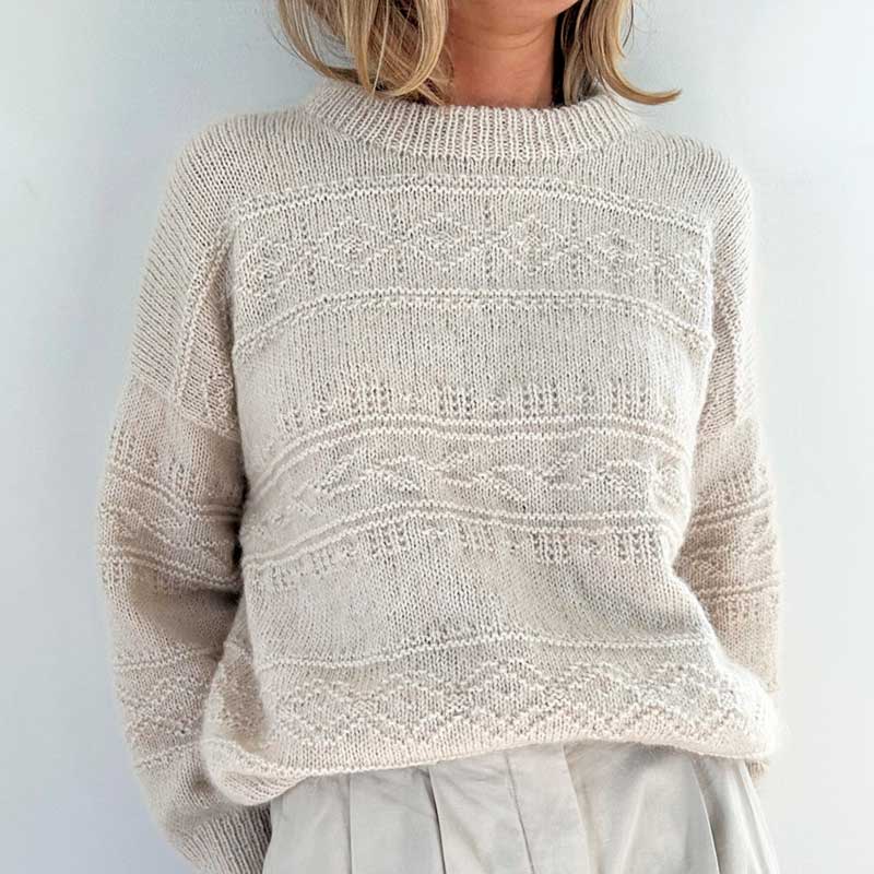 Strikkekit Porcelain Damask sweater fra Le knit i Sunday og Tynd Silk Mohair