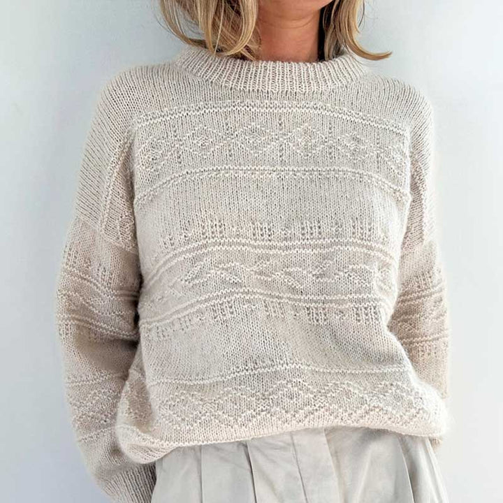 Strikkekit Porcelain Damask sweater fra Le knit i Sunday og Tynd Silk Mohair