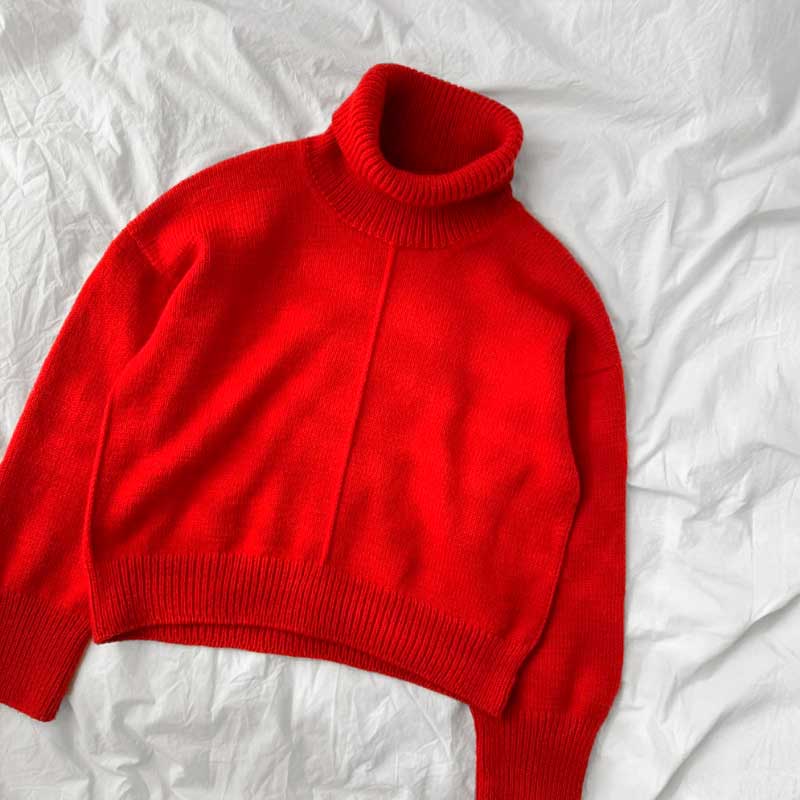 Garnpakke Scarlet sweater fra PetiteKnit i Double Sunday