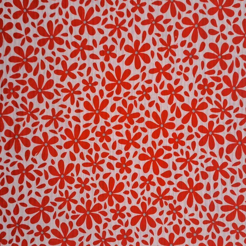 Gauze med printet blomster i orange