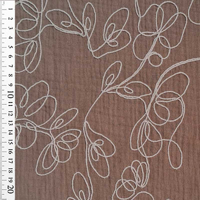 Gauze med broderet blomster beige