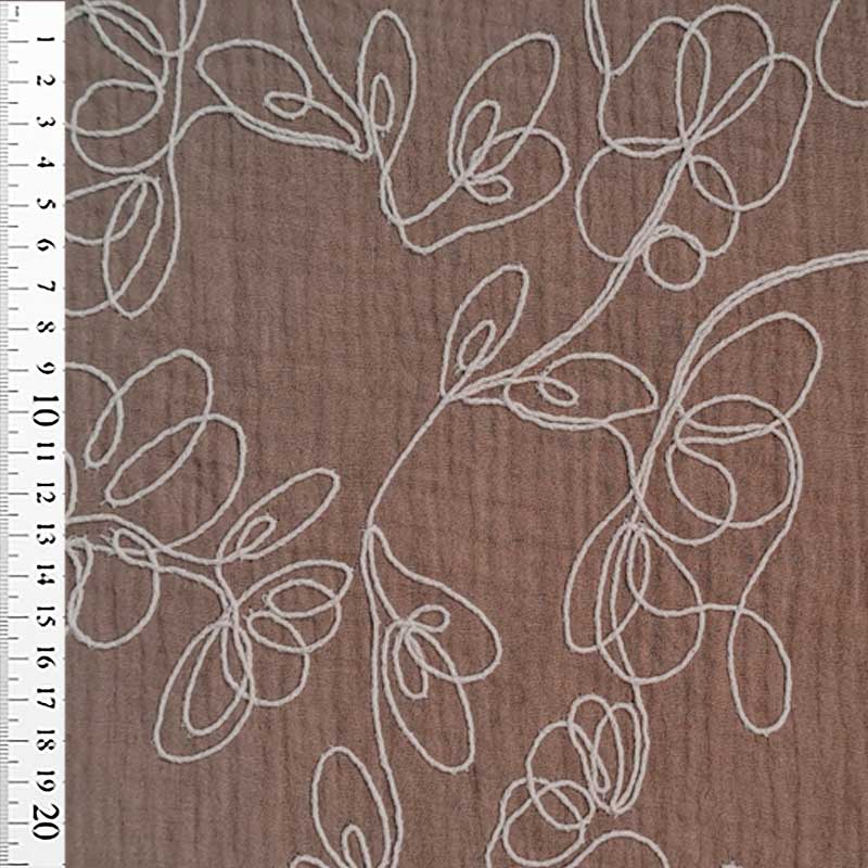 Gauze med broderet blomster beige