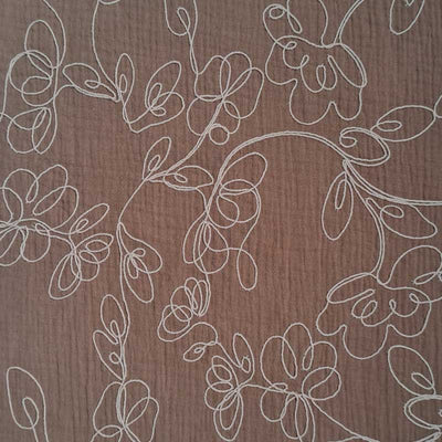 Gauze med broderet blomster beige