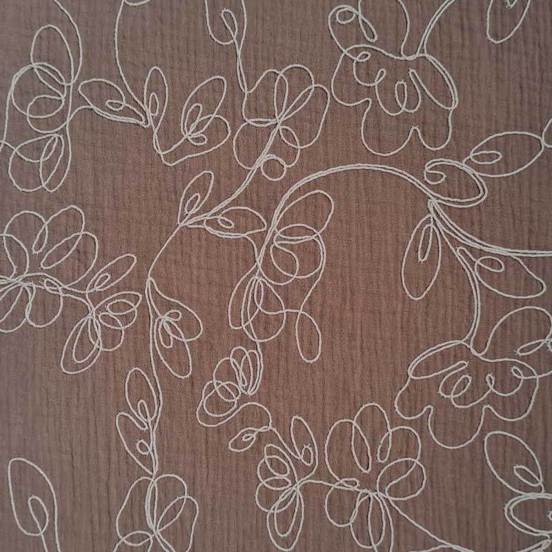 Gauze med broderet blomster beige