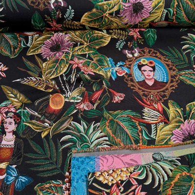 Gobelin med Frida Kahlo og eksotiske blomster