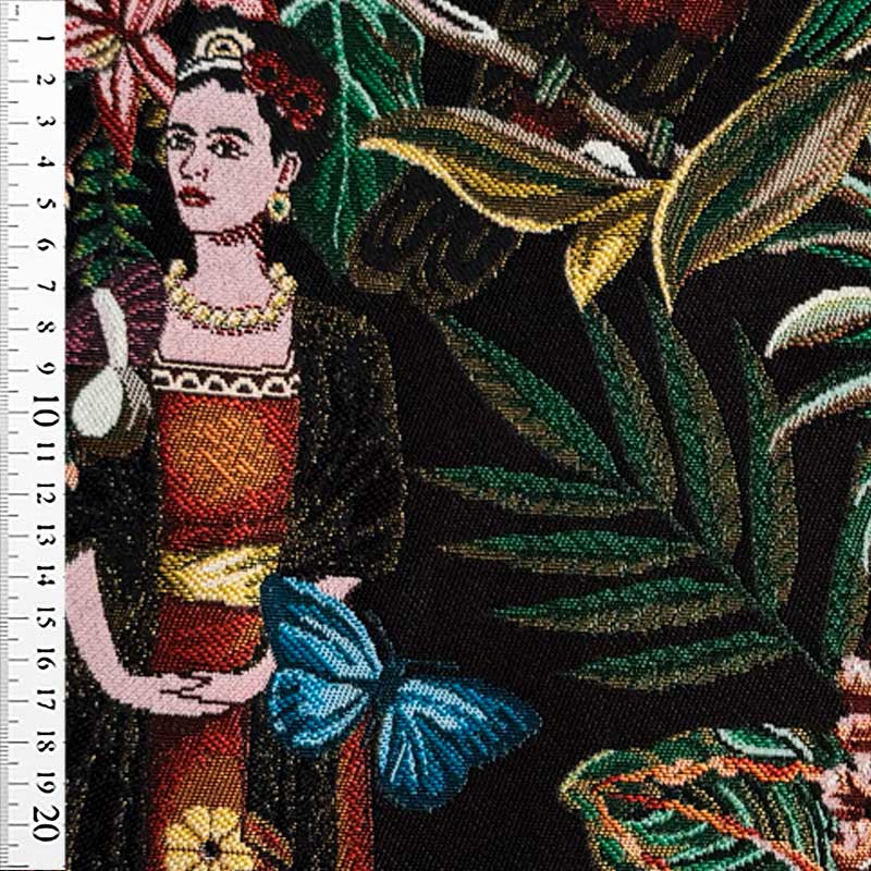 Gobelin med Frida Kahlo og eksotiske blomster