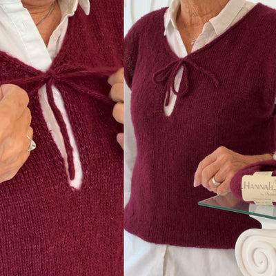 Strikkekit Vest med slids i halsen og bindebånd fra Permin