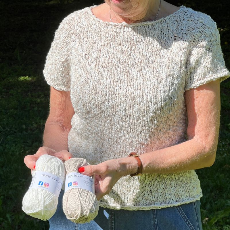 Strikkekit Wave Tee fra PetiteKnit i Hjerte Cotton Flamé