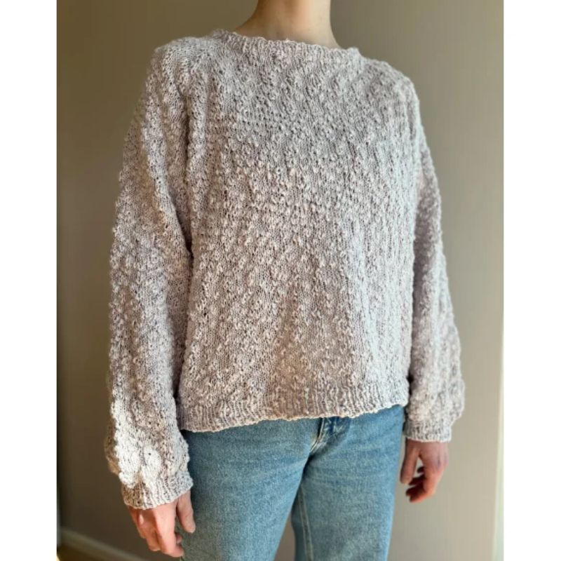 Hodsager Dame Sweater i Hjerte Cotton Flamé garn