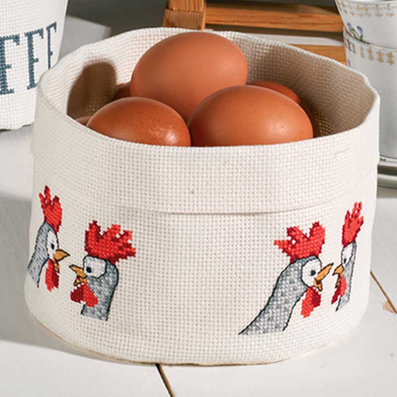 Broderikit Hønsesnak kurv fra Permin
