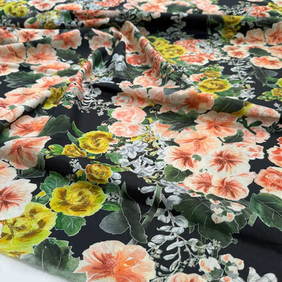 Italiensk fast bomuld med smukke blomster - KreStoffer