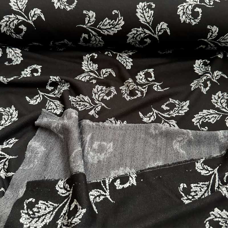 Jacquard strik med blad mønster - KreStoffer