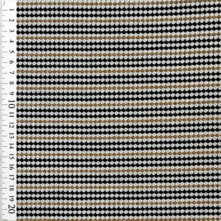 Jacquard strik med buede striber hvid/sort/guld