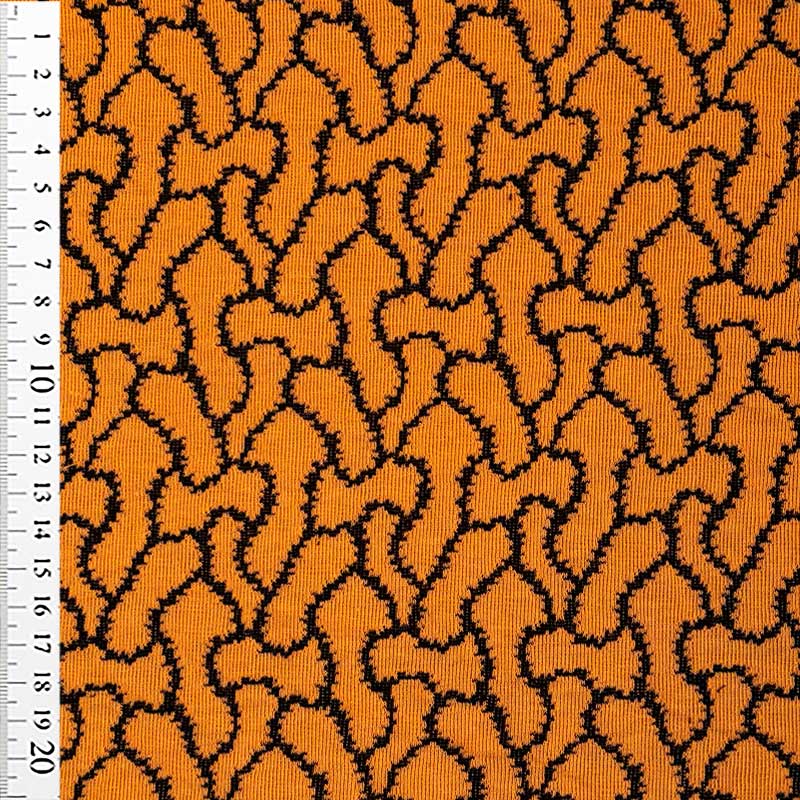 Jacquard strik med flettemønster, orange - KreStoffer