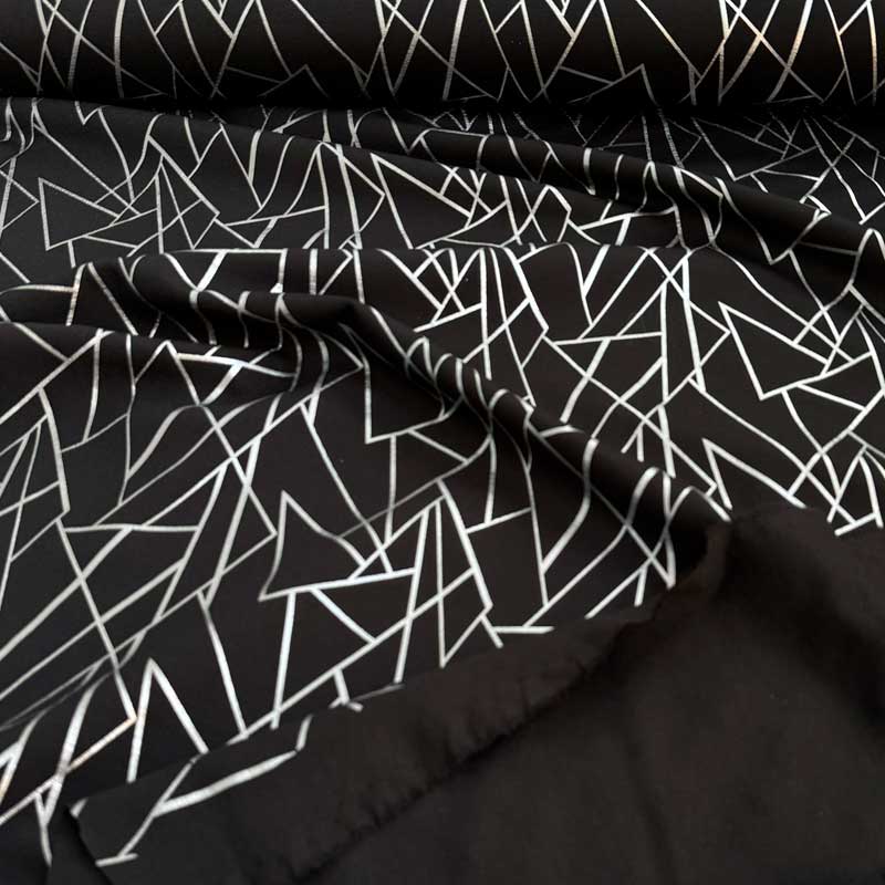 Jersey med geometrisk mønster, sølv - KreStoffer