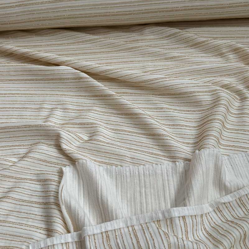 Jersey med lurex striber i guld - KreStoffer
