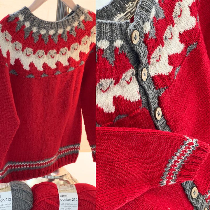 Strikkekit Trøje med nisser til børn i Lana Cotton 212