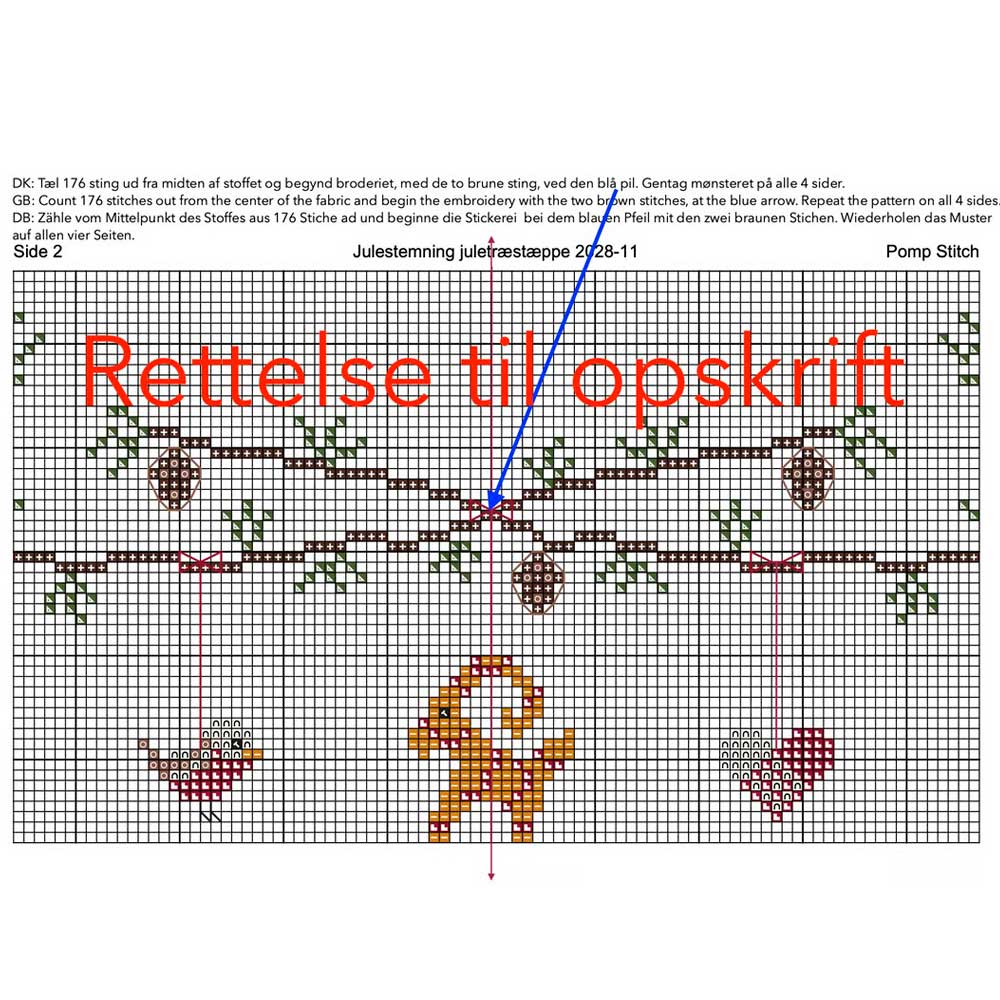 Rettelse til Broderikit Julestemning juletræstæppe fra Pomp Stitch