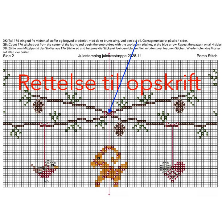 Rettelse til Broderikit Julestemning juletræstæppe fra Pomp Stitch