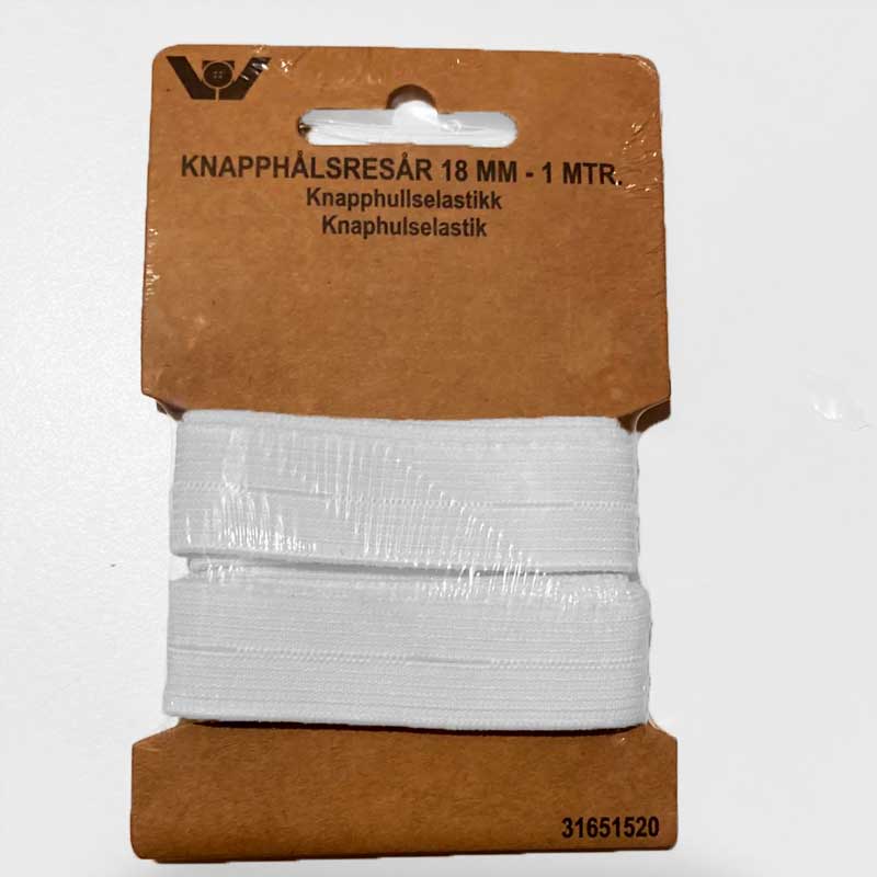 Knaphulselastik 18 mm hvid
