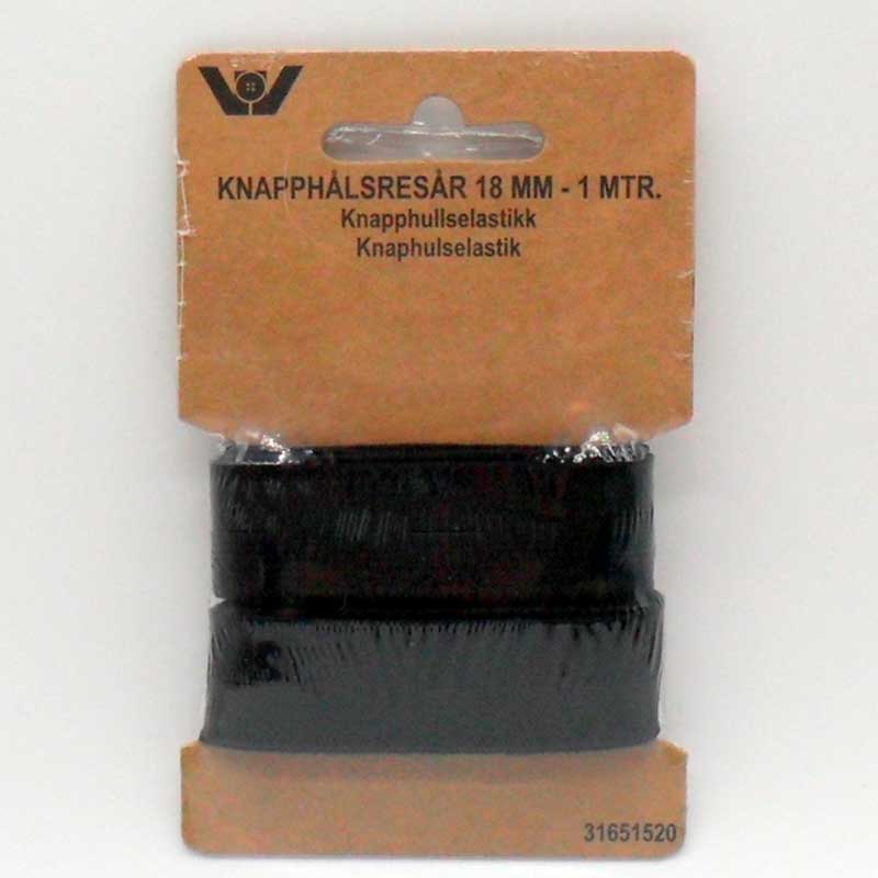 Knaphulselastik 18 mm, sort - KreStoffer