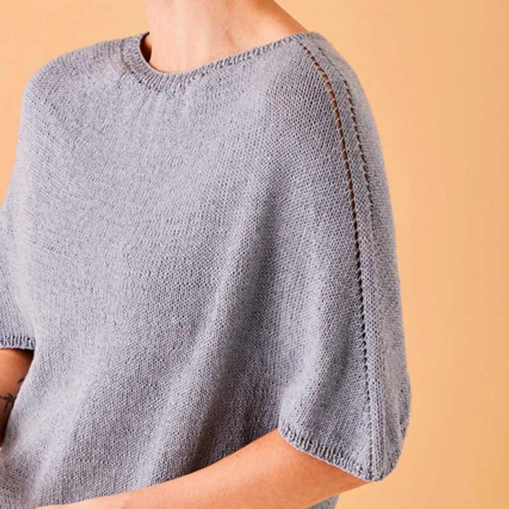 Strikkekit Kortærmet bluse med fine skuldre i Elise garn