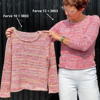 Strikkekit Kumulus Bluse O-neck fra PetiteKnit i Footprints og Lana Cotton