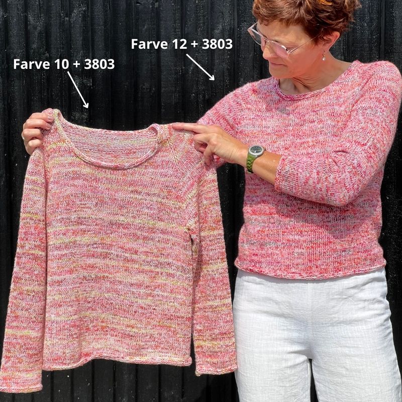 Strikkekit Kumulus Bluse O-neck fra PetiteKnit i Footprints og Lana Cotton