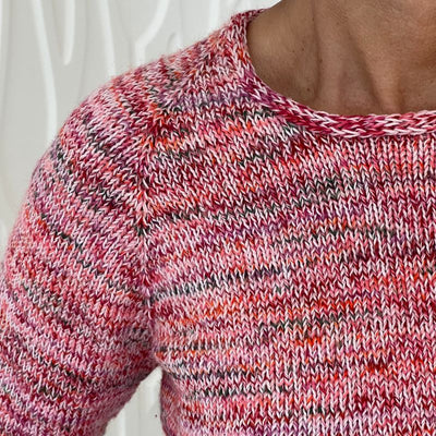 Strikkekit Kumulus Bluse O-neck fra PetiteKnit i Footprints og Lana Cotton