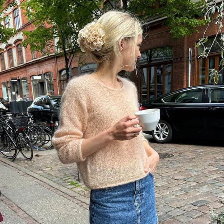 Strikkekit Kumulus bluse O-Neck fra PetiteKnit i Tynd Silk Mohair
