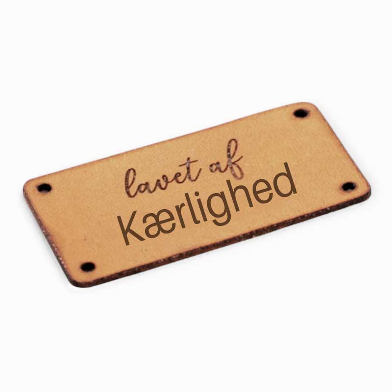 Læderlabel med tekst &