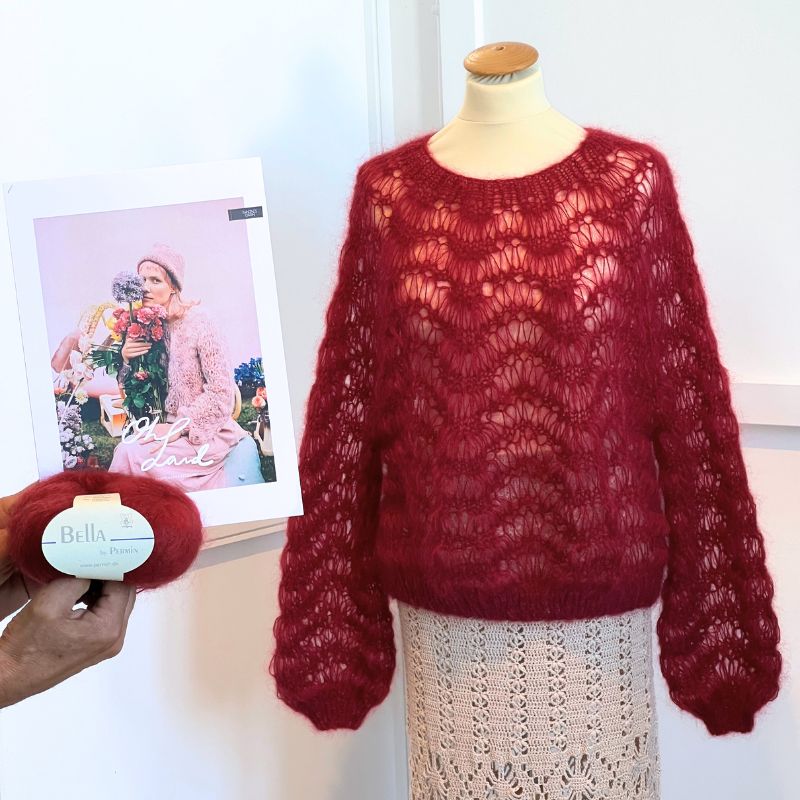 Strikkekit Oh Land Lettere end du tror sweater i ensfarvet Bella Garn