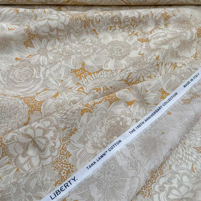 Liberty bomuldspoplin med blomster i off white