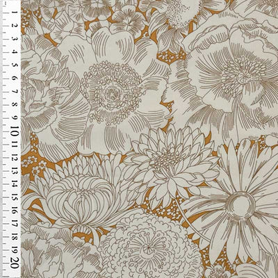 Liberty bomuldspoplin med blomster i off white