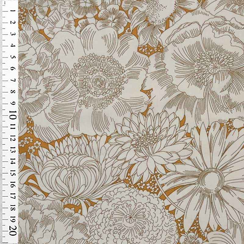 Liberty bomuldspoplin med blomster i off white