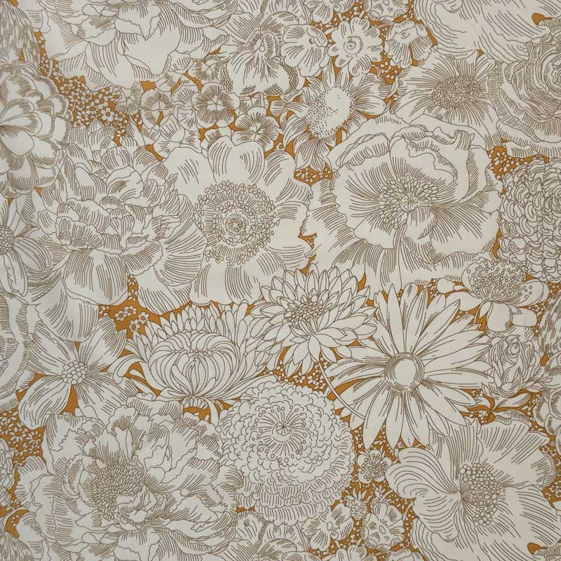 Liberty bomuldspoplin med blomster i off white