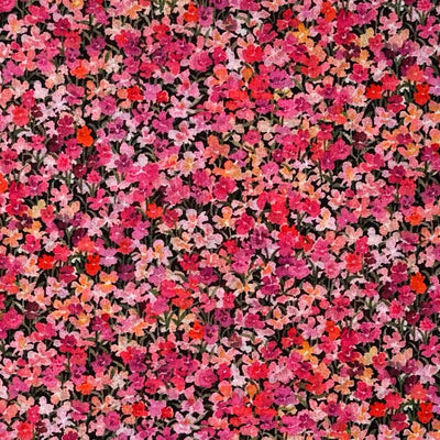 Liberty bomuldspoplin med blomster, pink - KreStoffer