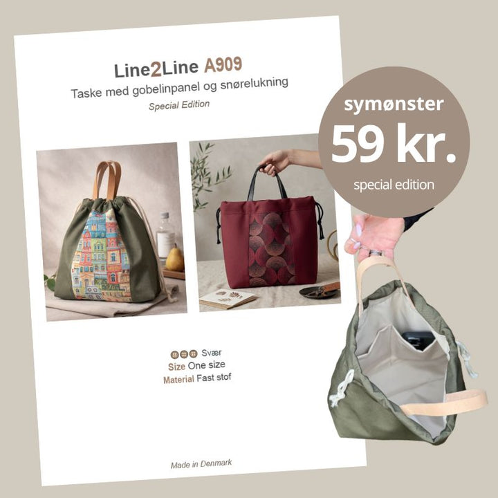 Line2Line A909 Taske med gobelinpanel og snørelukning