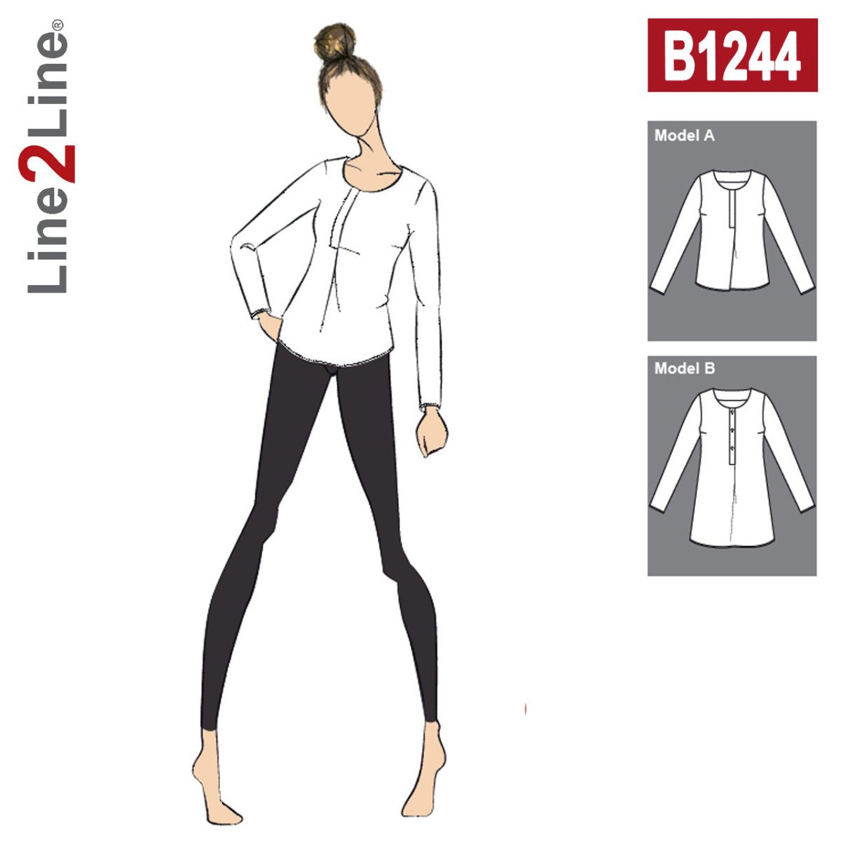 Line2Line B1244 Bluse med stolpe effekt