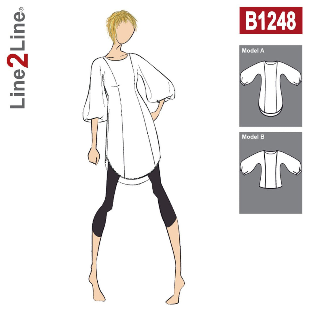 Line2Line B1248 Tunika med grafiske ballonærmer