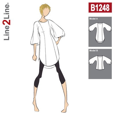 Line2Line B1248 Tunika med grafiske ballonærmer - KreStoffer
