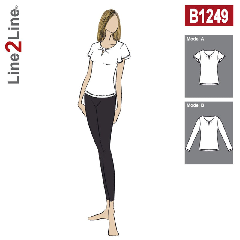 Line2Line B1249 Bluse med knudeeffekt og vingeærme - KreStoffer