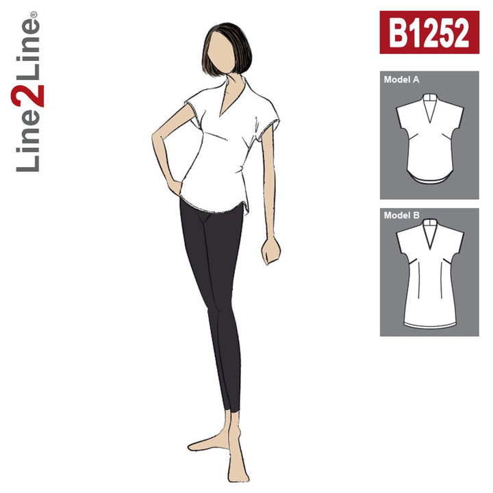 Line2Line B1252 Flagermus bluse med ståkrave