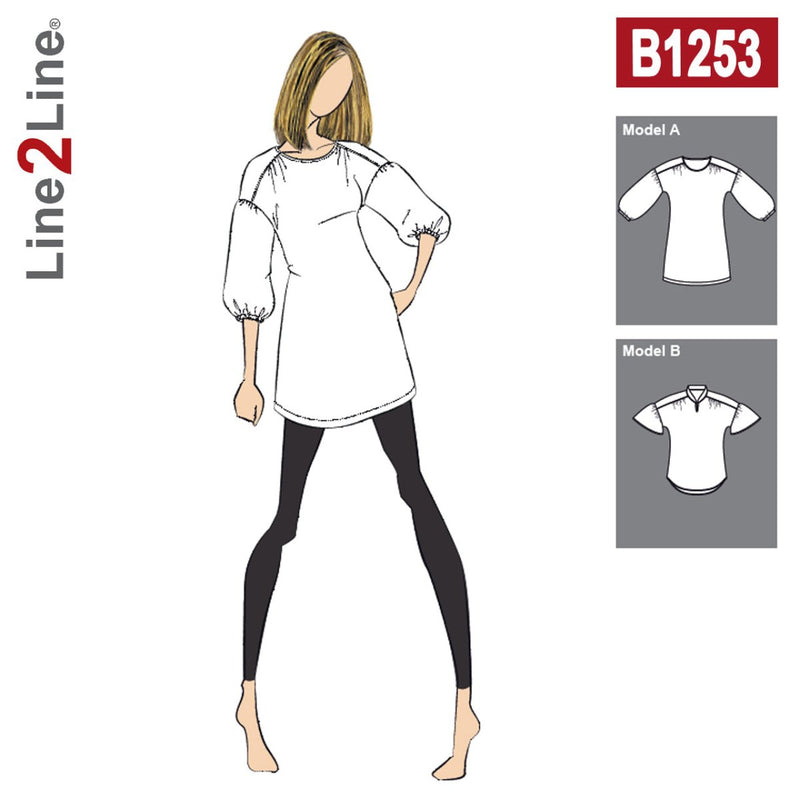 Line2Line B1253 Tunika med bærestykke og rynker - KreStoffer