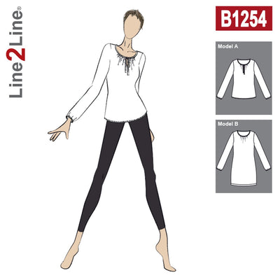 Line2Line B1254 Bluse med rynker og slids - KreStoffer