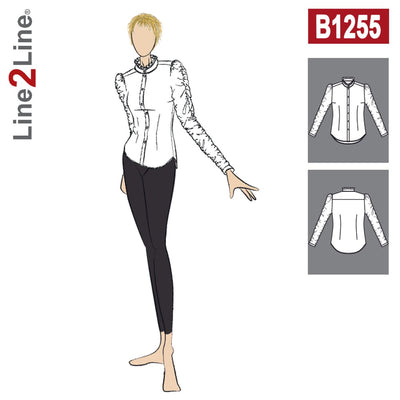 Line2Line B1255 Skjorte med rynket pufærme - KreStoffer